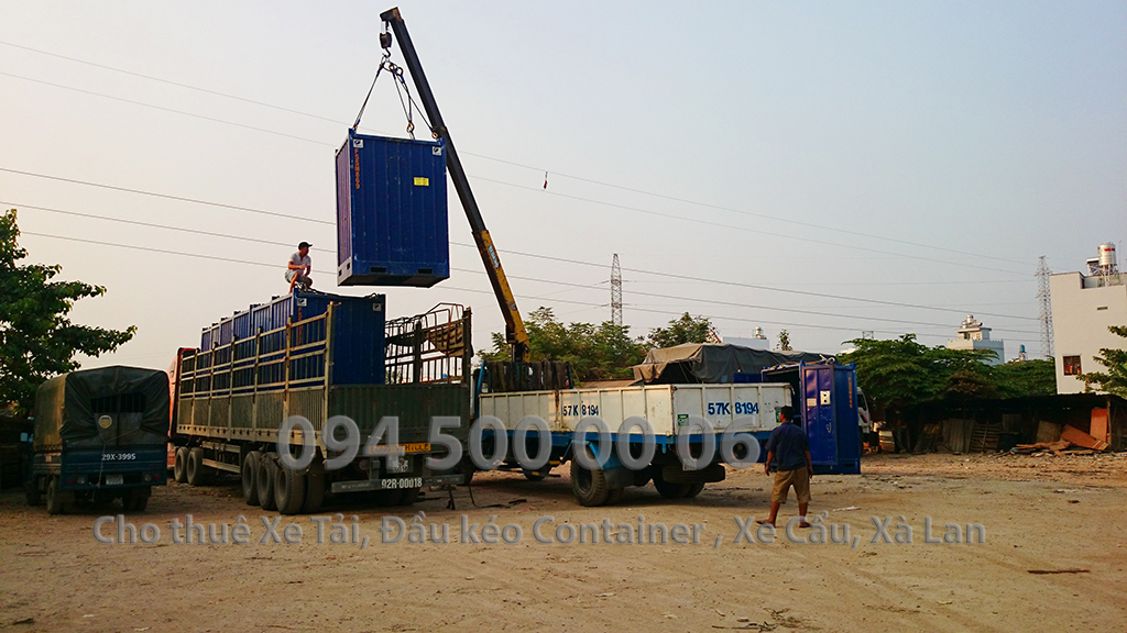 Ảnh: xe đầu kéo container đang chuẩn bị vận chuyển hàng hóa là Container 10 feet từ Bãi xe HCM đi Đà Nẵng; Chành xe Phú Quốc công ty CON RÙA BIỂN, "Cho thuê xe đầu kéo container"