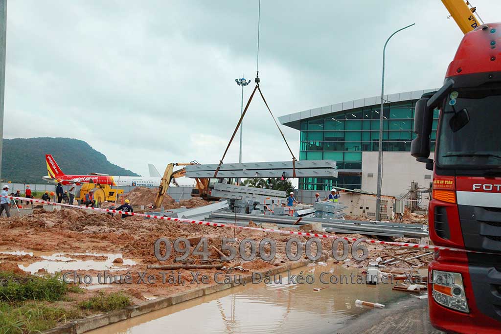 Dự Án vận chuyển kết cấu thép ra công trình Sân Bay Phú Quốc của ATAD 12
