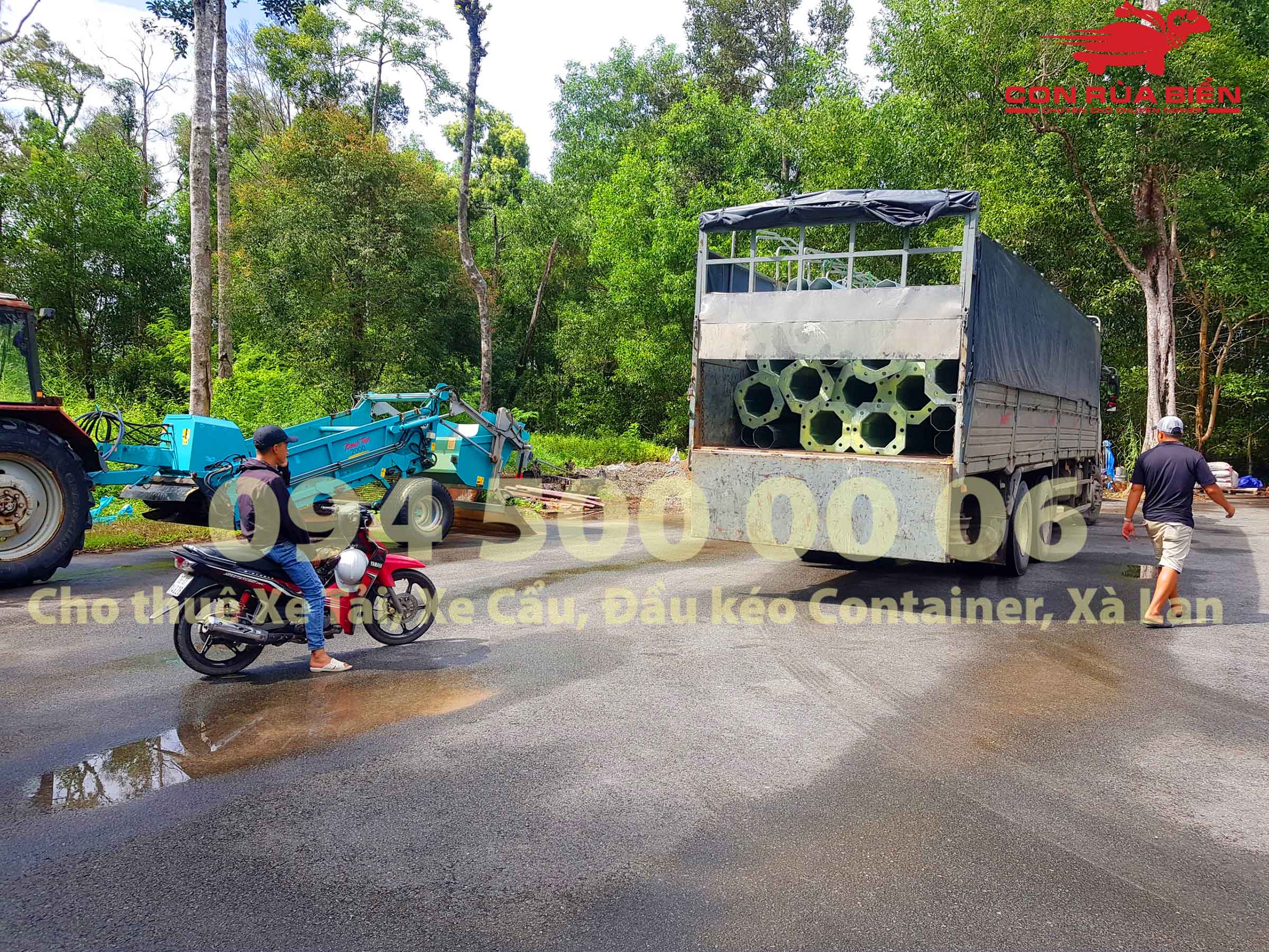 (Ảnh: Chành xe Hà Nội Sài Gòn Phú Quốc - CON RÙA BIỂN ; Dự án Vận chuyển Cột Đèn từ Đồng Nai đi Phú Quốc)