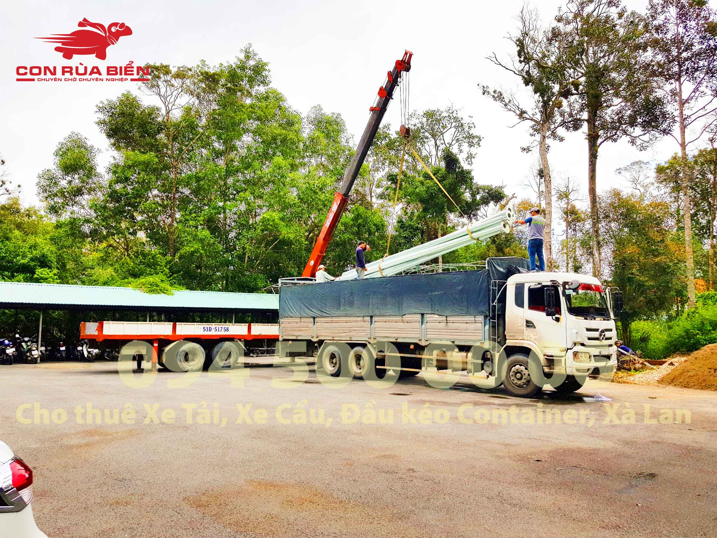 (Ảnh: Chành xe Hà Nội Sài Gòn Phú Quốc - CON RÙA BIỂN ; Dự án Vận chuyển Cột Đèn từ Đồng Nai đi Phú Quốc)